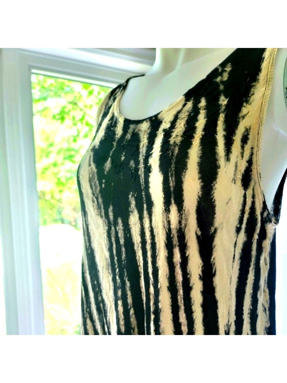 Papa Striped Black and White Sleeveless Maxi Dress